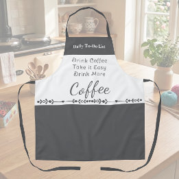 Takenlijst voor koffieliefhebbers wit grijs schort
