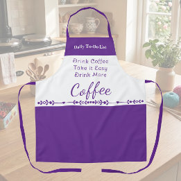 Takenlijst voor koffieliefhebbers wit paars schort