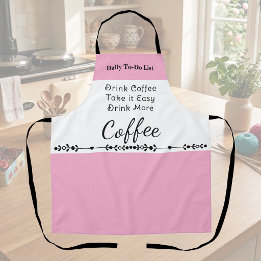 Takenlijst voor koffieliefhebbers wit roze schort