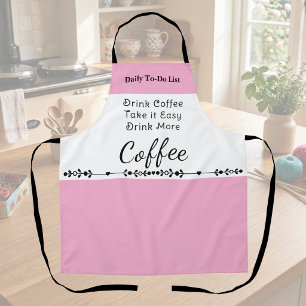 Takenlijst voor koffieliefhebbers wit roze schort