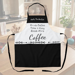 Takenlijst voor koffieliefhebbers wit zwart schort
