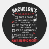 Takenlijst voor vrijgezel Bruidegom Bruidsmeisjes  Ronde Sticker (Voorkant)