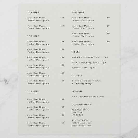 Takeout | Gray Logo Restaurant Takeaway Menu (Achterkant)