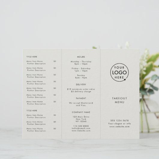 Takeout | Gray Logo Restaurant Takeaway Menu (Staand voorkant)