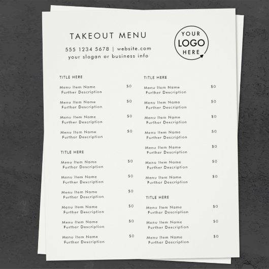 Takeout | Gray Logo Restaurant Takeaway Menu