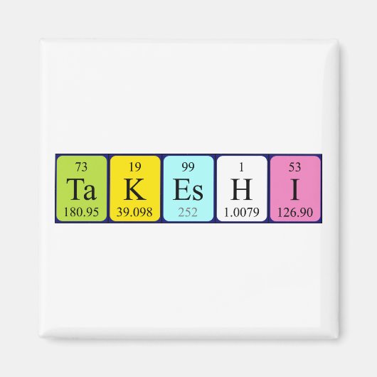 Takeshi periodieke tabelnaam magnet (Voorkant)