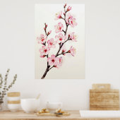 Taketak bloesemtak aquarel poster (Keuken)