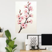 Taketak bloesemtak aquarel poster (Thuiskantoor)