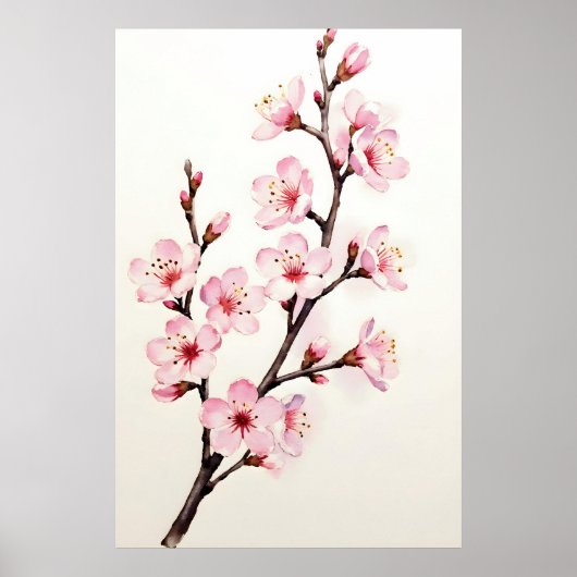 Taketak bloesemtak aquarel poster (Voorkant)