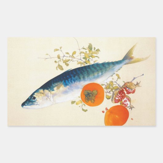 Takeuchi Seiho - Autumn Fattens Fish and Ripens Rechthoekige Sticker (Voorkant)