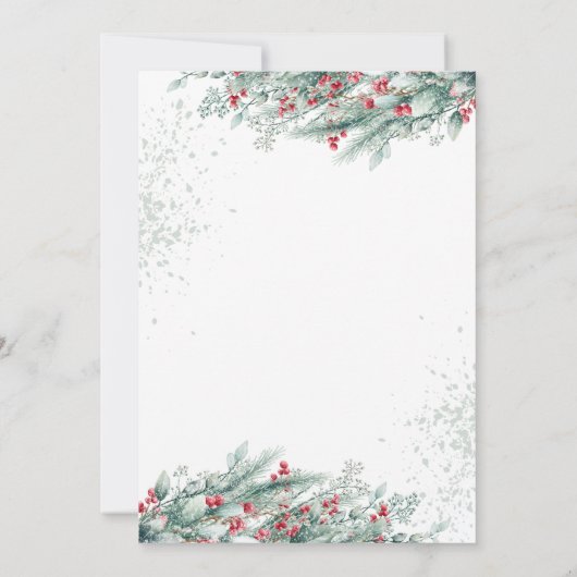 takken bessen, glas, zakelijke kerst kaart (Achterkant)