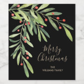 Takken Bessen Kerstvakantie Zwart Wijn Etiket (Enkel label)