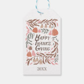 takken, bladeren en pompoenen herfst Thanksgiving Cadeaulabel (Achterkant)