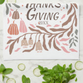 takken, bladeren en pompoenen herfst Thanksgiving Theedoek (Gevouwen)