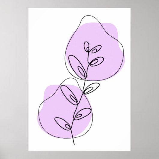 Takken En Bladeren Lijnkunst Poster (Voorkant)