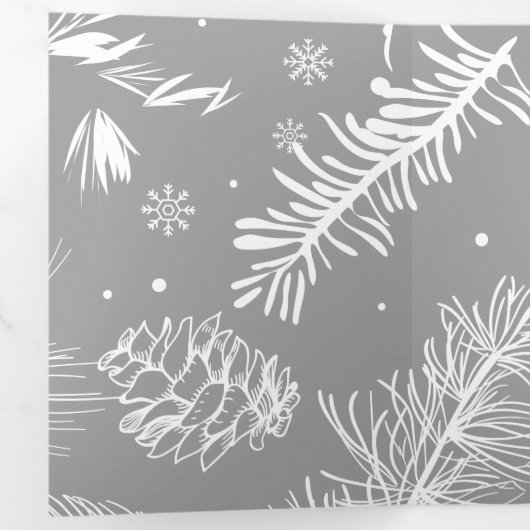 Takken en dennenboom 4 drieluik wenskaart (Binnenzijde eerst)