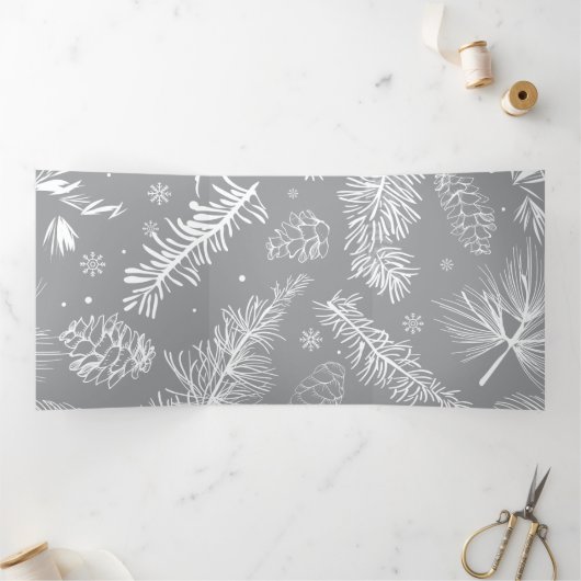 Takken en dennenboom 4 drieluik wenskaart (Binnen)