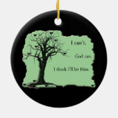 takken - groen - vogelboom - ik kantel God kan Keramisch Ornament (Achterkant)