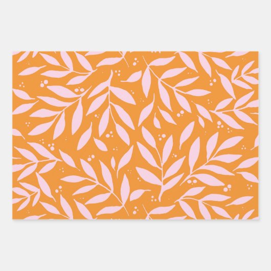  takken - oranje en roze inpakpapier vel (Voorkant 2)