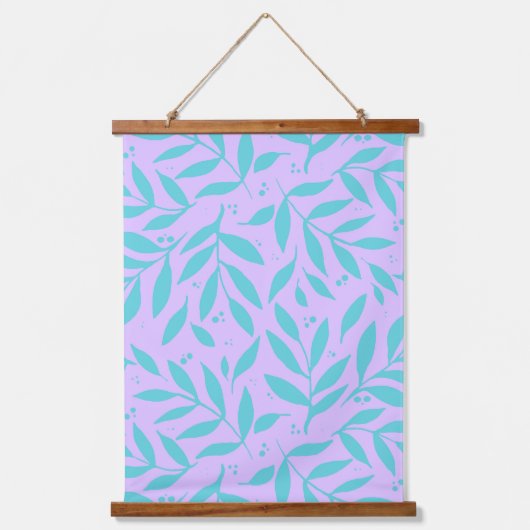  takken - turquoise en violet hangend wandkleed (Voorkant)