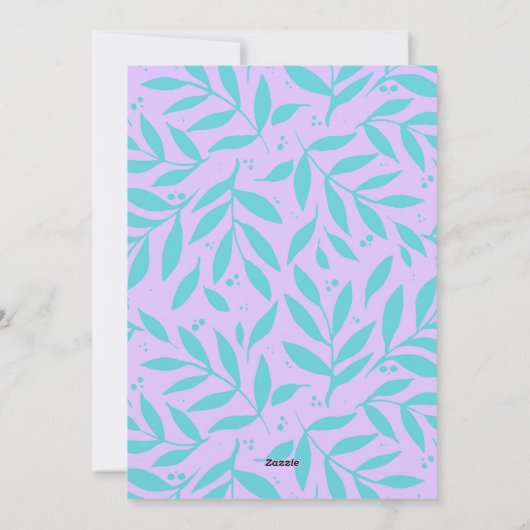 takken turquoise en violet happy easter feestdagenkaart (Achterkant)