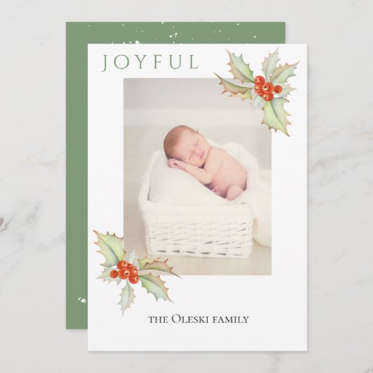 Takken van hulst platte kerst fotokaart feestdagenkaart (Voorkant / Achterkant)