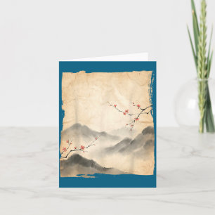 Takken van kersenbloesem Japanse inktschilderkunst Kaart