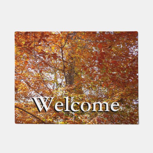 Takken van oranje bladeren herfst natuur deurmat (Voorkant)