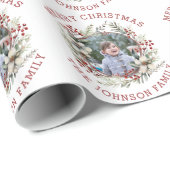 takken witte bloemen en bessen foto Kerstmis Cadeaupapier (Rol Hoek)