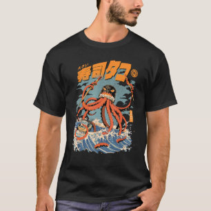 Tako Sushi Attack Octopus Kaiju SeaFood Squid Wave T-shirt