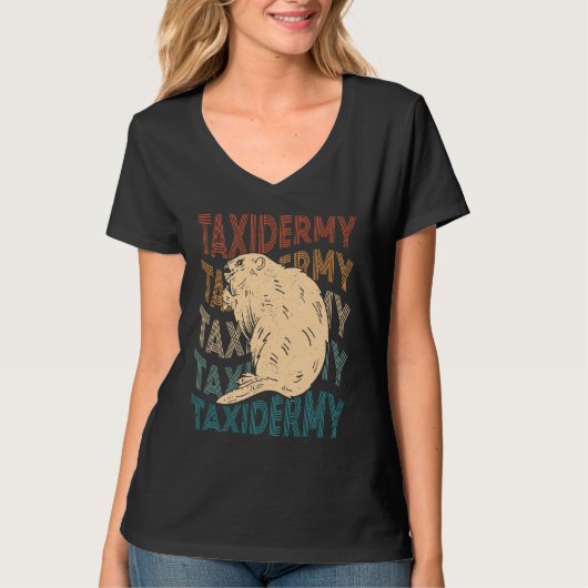 Taksidermie Ons Taksidermist Retro Bever T-shirt (Voorkant)