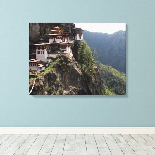 taktsang uitzicht canvas afdruk (Insitu (Houten vloer))