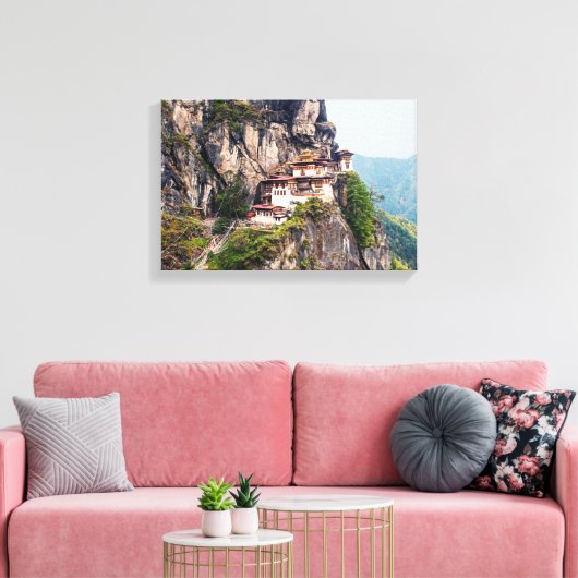 Taktshang Goemba - Nest-klooster van de tijger Canvas Afdruk (Insitu (Woonkamer))