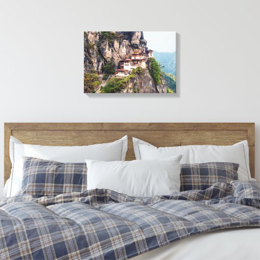 Taktshang Goemba - Nest-klooster van de tijger Canvas Afdruk (Insitu (Slaapkamer))