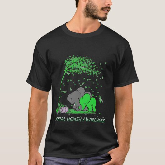 Tal Health Awareness Green Ribbon Elephant T-shirt (Voorkant)