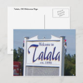 Talala, OK Welcome Sign Postcard Briefkaart (Voorkant / Achterkant)