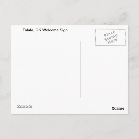 Talala, OK Welcome Sign Postcard Briefkaart (Achterkant)