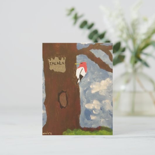 Talala Red-Headed Woodpecker Briefkaart (Staand voorkant)