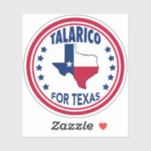 Talarico voor Texas Red White Blue Laptop Sticker (Vel)