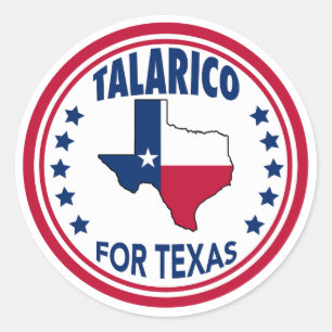 Talarico voor Texas Rood Wit Blauwe Verkiezing Ronde Sticker