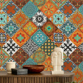 Talavera 01 Teal Blue Grey Mediterranean Floral Tegeltje