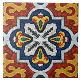 Talavera 03 Rood Geel Blauw Mediterraan Geo Tegeltje