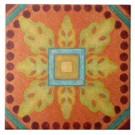 Talavera 04 Oranje Geel Blauw Mediterraan Geo Tegeltje