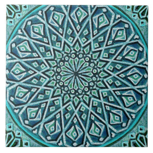 Talavera 05 Turquoise Blauwe Mediterrane Rozet Tegeltje