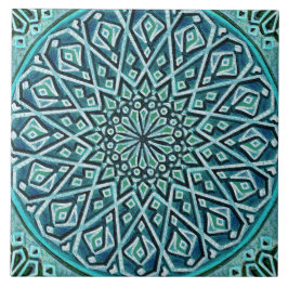 Talavera 05 Turquoise Blue Mediterranean Rosette Tegeltje