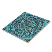 Talavera 05 Turquoise Blue Mediterranean Rosette Tegeltje (Zijkant)
