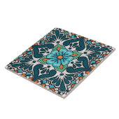 Talavera 06 Teal Blue Green Mediterranean Floral Tegeltje (Zijkant)