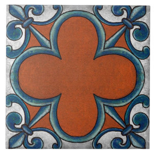 Talavera 07 Roest Blauw Grijs Mediterraan Geo Tegeltje
