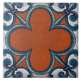 Talavera 07 Rust Blue Grey Mediterranean Geo Tegeltje