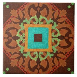 Talavera 08 Roest Blauw Bruin Mediterraan Geo Tegeltje